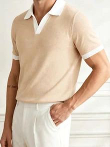 Core Aspect Men Knit Tops - Khaki - View 4
