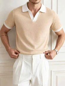 Core Aspect Men Knit Tops - Khaki - View 3
