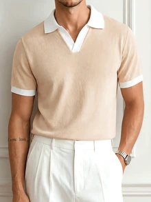 Core Aspect Men Knit Tops - Khaki - View 5