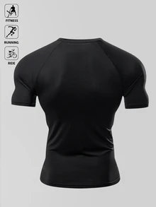 Acti Log Men's Sports T-Shirt, Elastic, Fashion Logo, Holiday Gift - Black - View 2