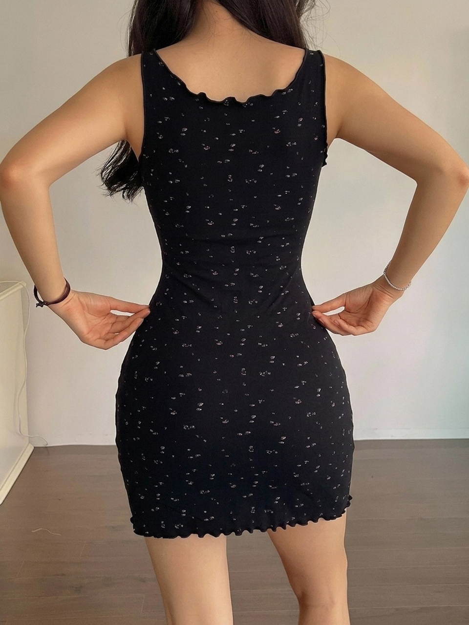 Sweet Ditsy Floral Sleeveless Spaghetti Strap Fitted Short Dress Summer Outfit Women's Nightgown