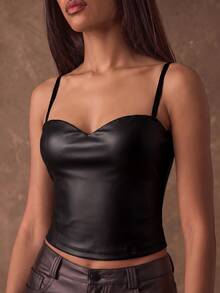 SHEIN BAE كاميسول نسائي صيفي بلون موحد - أحمر بنفسجي - مشاهدة 6