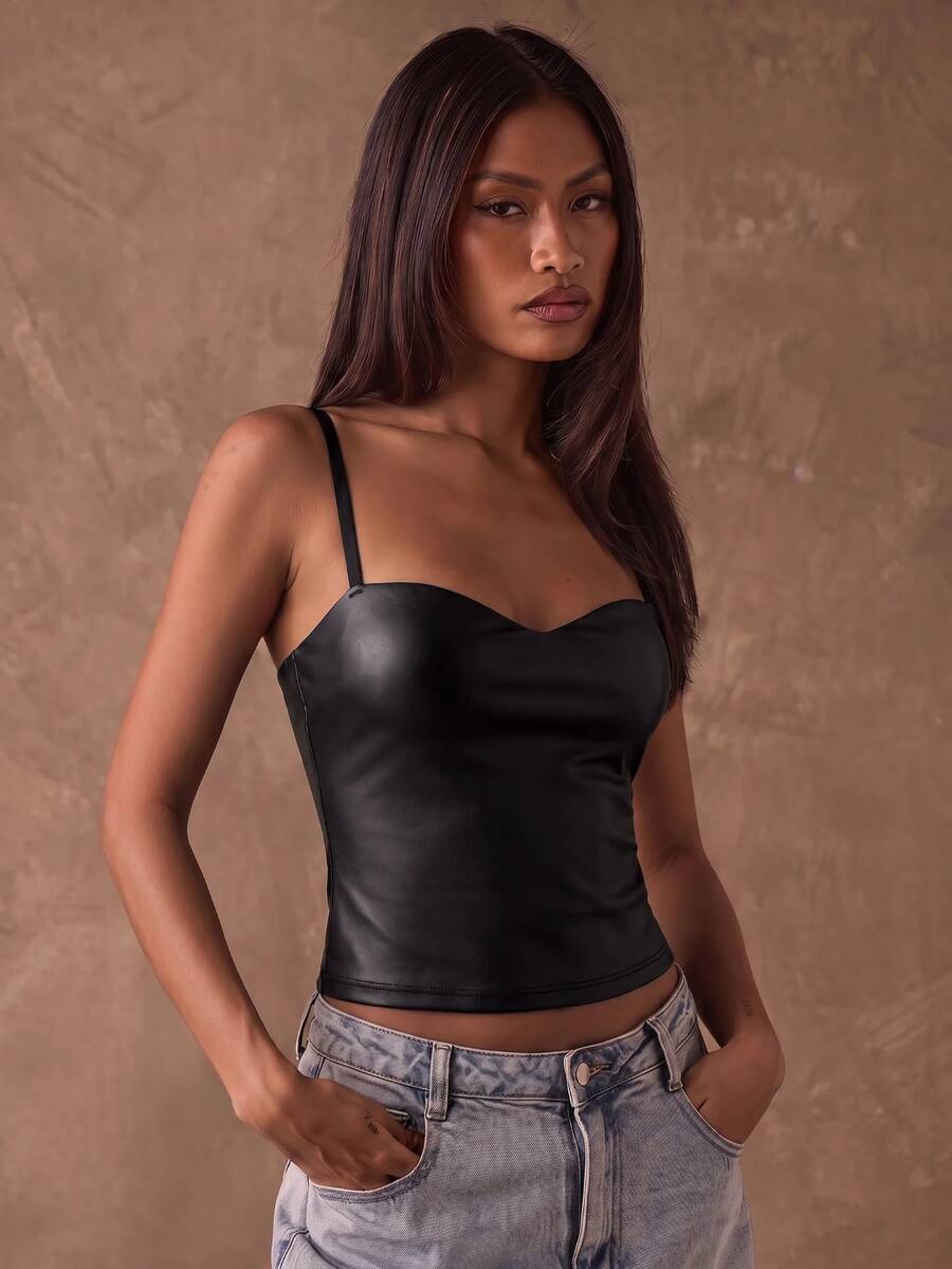 SHEIN BAE كاميسول نسائي صيفي بلون موحد - أحمر بنفسجي - مشاهدة 1