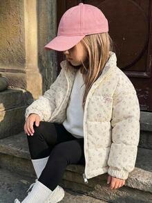 Dazy Kids 女童碎花拉鍊連帽羽絨外套 秋季 - 淺粉色 - 查看 4