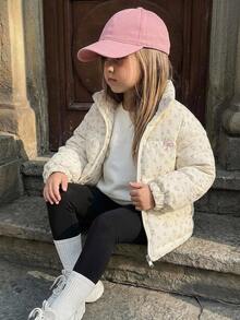 Dazy Kids 女童碎花拉鍊連帽羽絨外套 秋季 - 淺粉色 - 查看 6