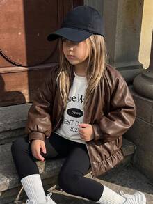 Hapijoa Young Girls Winter Coats - Brown - View 4