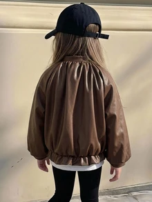 Hapijoa Young Girls Winter Coats - Brown - View 2