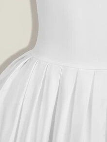 SHEIN ICON 女士纯色圆领褶皱无袖迷你连衣裙 - 白色 - 查看 10