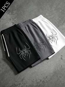 Gym Rark Men's Spider Pattern Print Drawstring Waist Pocket Sports Shorts, Gym - Black - View 1