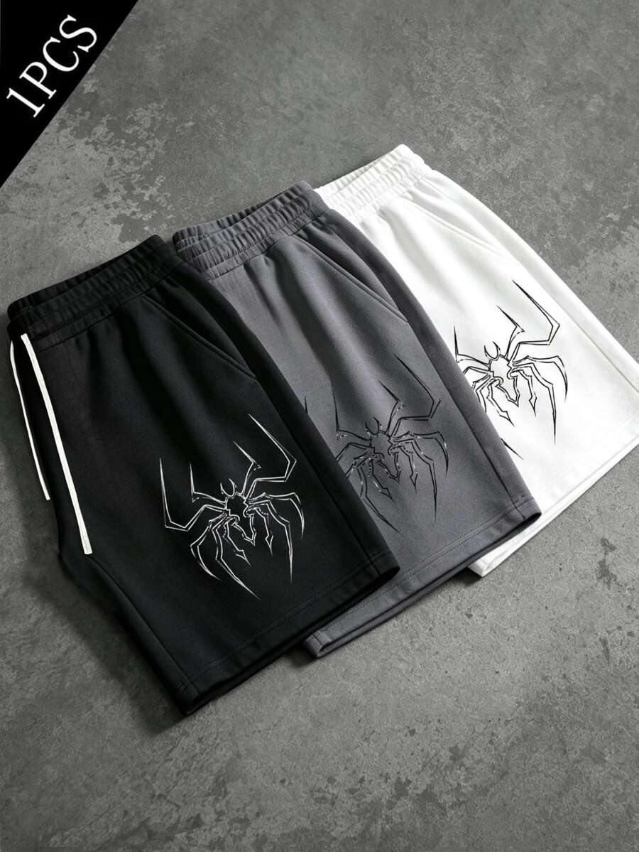 Gym Rark Men's Spider Pattern Print Drawstring Waist Pocket Sports Shorts, Gym - Black - View 1