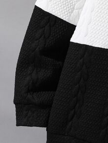 SHEIN 青少年男孩秋冬拼色拼接長袖休閒衛衣，適合返校與外出穿著 - 彩色 - 查看 4
