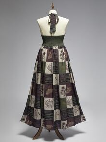 ROMWE Gaun Wanita Ukuran Plus Gaya Liburan Hippie Vintage Motif Matahari Bulan Bintang Ramalan dengan Belahan Tinggi dan Desain Leher Halter - MultiWarna - View 2