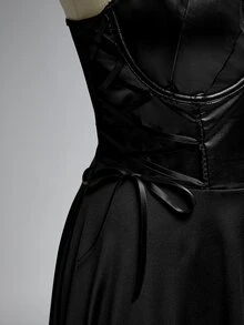 ROMWE Goth Plus Size Women's Casual Daily Summer Spaghetti Strap Dress - Black - View 4