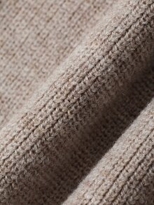 Dazy-Less Women's Wool Autumn Colorful Round Neck Button Cable Knit Long Sleeve Slim Fit Ribbed Cardigan Office Everyday Elegant - Khaki - View 5