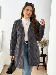 Easowa Curve 大尺碼女款長袖拉鍊休閒夾克 - 灰色 - 查看 5