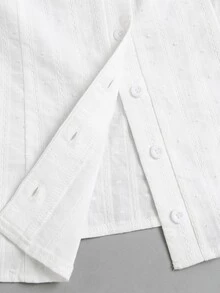 Sweetra Women's New White Shirt, Spring Summer Autumn Winter Long Sleeve Bell Sleeve V-Neck Waist-Cinching Design, Daily Commute Office Professional Elegant Style, Campus College Style - White - View 6
