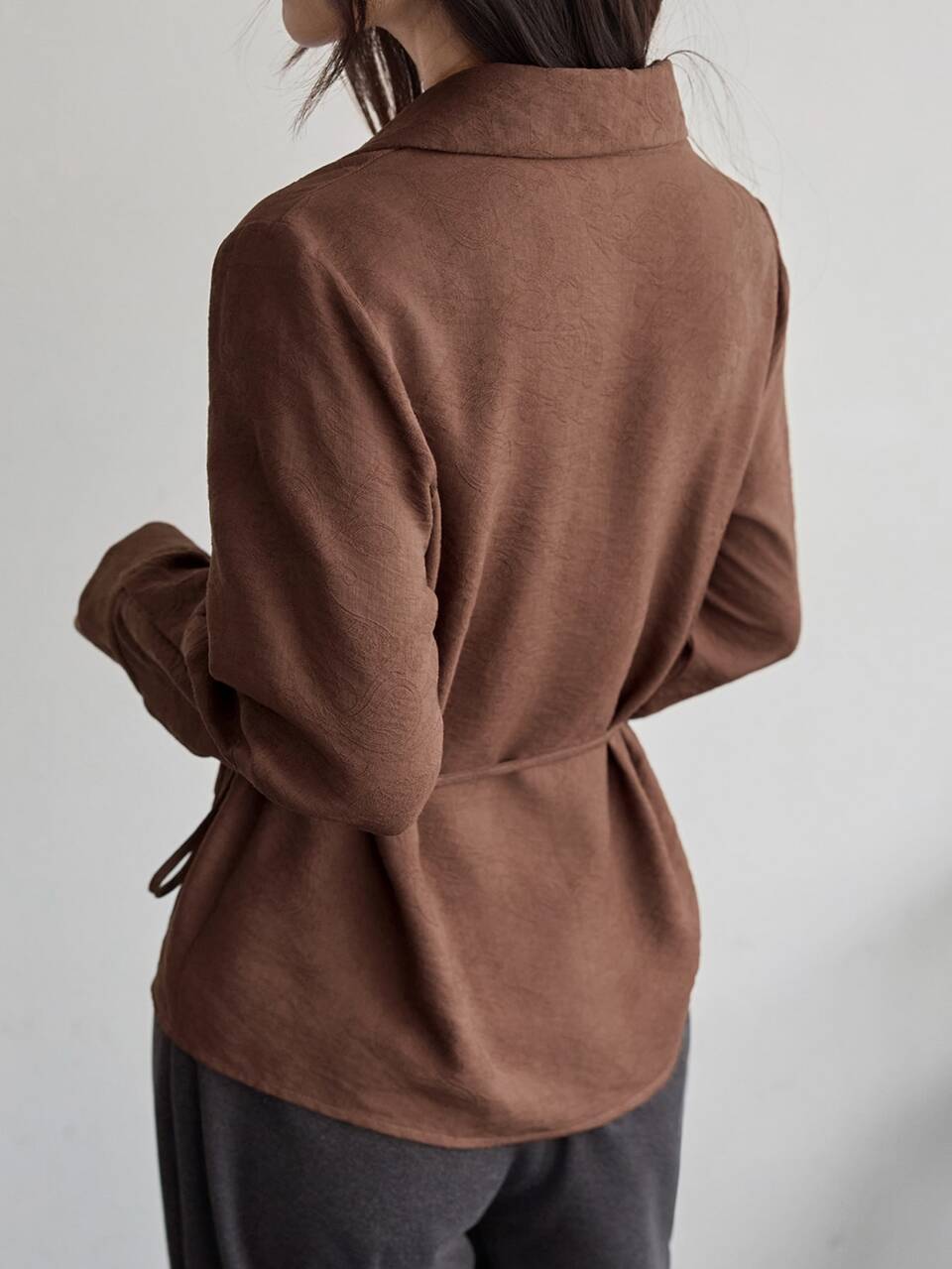 Autumn/Winter Coffee Brown Lapel Button Long Sleeve Loose Casual Commuter Versatile Women's Shirt