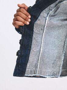 ATUI Studio Women's Fashion Vintage Denim Jacket - Dark Wash - View 6