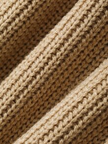 Dazy-Less Women's Solid Color Drop Shoulder Long Sleeve Waist Tie Knit Cardigan - Khaki - View 7