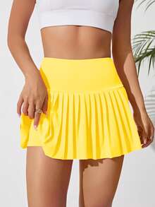 CourtClass CourtClass Breathable Softness Pleated Hem Sports Skorttennis Skirt - Yellow - View 5
