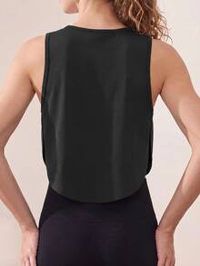 Easithlete Easithlete Women's Solid Color Round Neck Daily Fitness Sporty Athletic Sports Tank Top Gym Workout Black Summer - Black - View 3