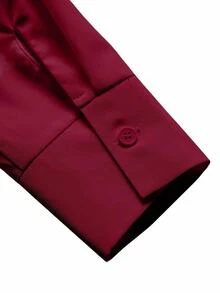 EMERY ROSE Women's Casual Smart Casual Elegant Commute Office Everyday Solid Color Long Sleeve Shirt Casual Autumn For University For Women Dark Red - Burgundy - View 5