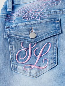 SHEIN PETITE Women's Casual Versatile Daily Travel Denim Jeans With Pockets And Buttons - Blue - View 5
