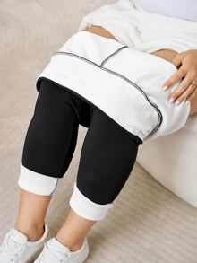Comfylo Legging Musim Dingin Plus Solid dengan Lapisan Termal - Hitam - View 6