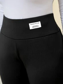 Comfylo Legging Musim Dingin Plus Solid dengan Lapisan Termal - Hitam - View 4