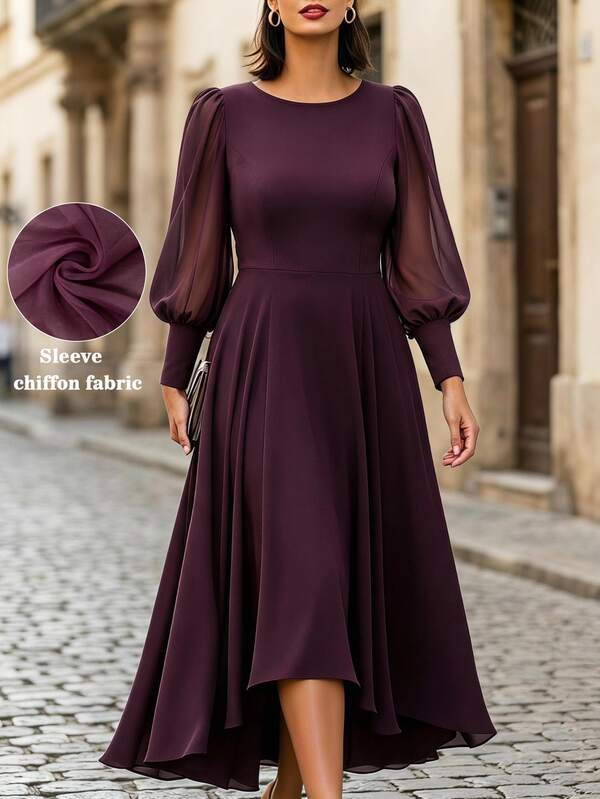 Velvienne ชุดเดรสไซส์ใหญ่หรูหราแขนโคมไฟวินเทจ