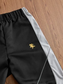 SWAVVY 男士拼色長袖拉鍊外套與長褲休閒套裝 - 黑色 - 查看 10