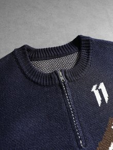 ROMWE MEN Street Life Men's Half-Open Snow Mountain Jacquard Knit Sweater Street Retro - Multicolor - View 2