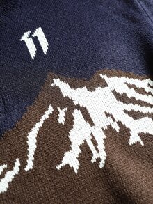 ROMWE MEN Street Life Men's Half-Open Snow Mountain Jacquard Knit Sweater Street Retro - Multicolor - View 4