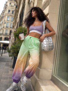 Modviera Women's Gradient Color Loose Casual Tapered Leg Outdoor Long Pants With Pockets - Mint Green - View 4