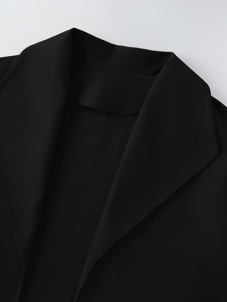 GlowEve CURVE Plus Size Women's Solid Color Lapel Casual Windbreaker Jacket Fall - Black - View 5