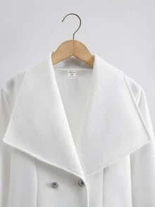SHEIN Teen Girls Elegant White Overcoat Jacket, Suitable For Daily Wear, Formal Occasions, Autumn Outerwear, Spring And Autumn - White - View 5