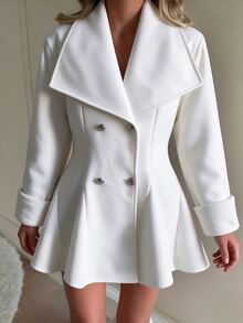 SHEIN Teen Girls Elegant White Overcoat Jacket, Suitable For Daily Wear, Formal Occasions, Autumn Outerwear, Spring And Autumn - White - View 1