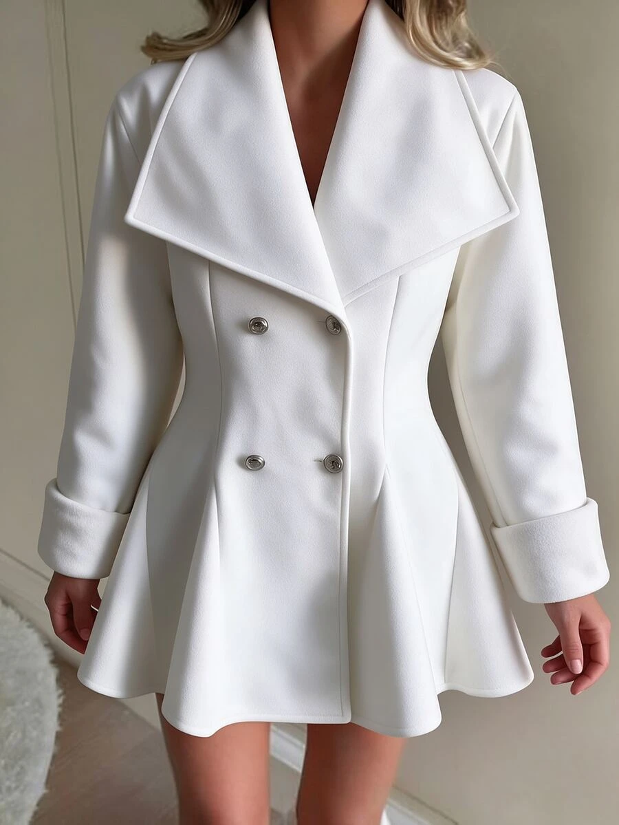SHEIN Teen Girls Elegant White Overcoat Jacket, Suitable For Daily Wear, Formal Occasions, Autumn Outerwear, Spring And Autumn - White - View 1