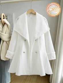 SHEIN Teen Girls Elegant White Overcoat Jacket, Suitable For Daily Wear, Formal Occasions, Autumn Outerwear, Spring And Autumn - White - View 8