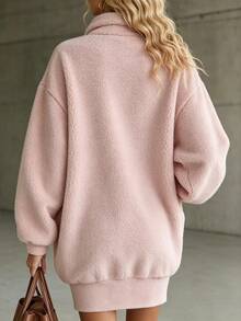 Trelyra Women's Casual Warm Short Dress, Autumn/Winter - Pink - View 2
