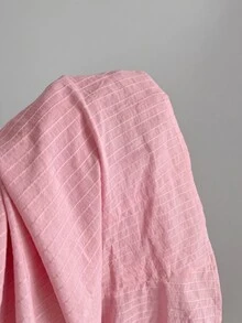 Elamini 女款柔粉色長袖襯衫，優雅 Y2K 休閒通勤日常穿搭，百搭秋季，收腰設計，紋理面料，適合外出 - 粉色 - 查看 5