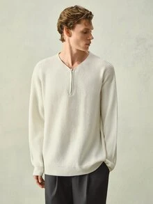 Claim Dot Men's Autumn/Winter Casual Versatile Solid Color Sweater Formal Old Money - Beige - View 5