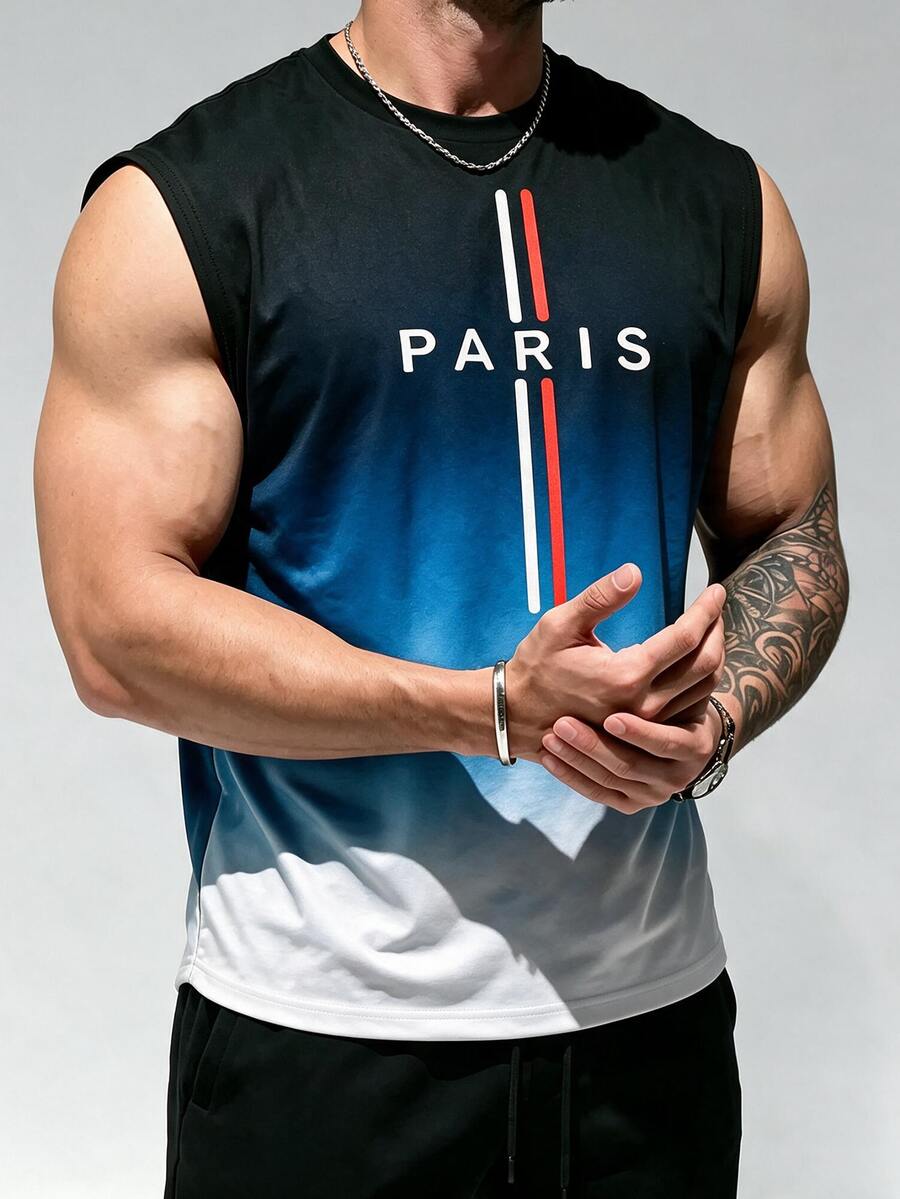 Gym Rark 男士漸層印花運動背心,健身房適用 - 彩色 - 查看 1