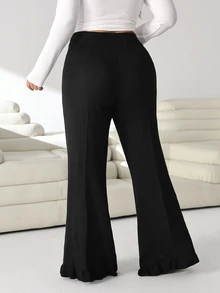Solflare Plus Size Casual Daily Wear Sweater Pants Business - Black - View 2