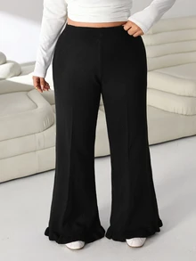 Solflare Plus Size Casual Daily Wear Sweater Pants Business - Black - View 5