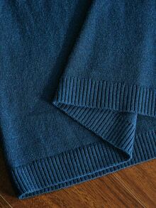 MOTF PREMIUM WOMEN'S SOLID COLOR KNOTTED COLLAR PATCHWORK SHEER MESH SLIM FIT SWEATER - Blue Power - View 7