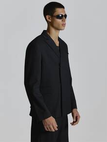 Musero High Neck Blazer Hidden Clasp Chest And Side Pockets Co Ord Blazer Only Autum Winter Essentials - Black - View 4