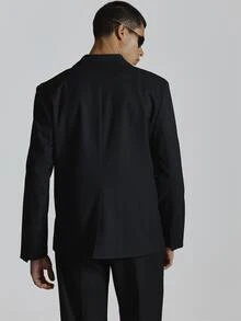 Musero High Neck Blazer Hidden Clasp Chest And Side Pockets Co Ord Blazer Only Autum Winter Essentials - Black - View 5