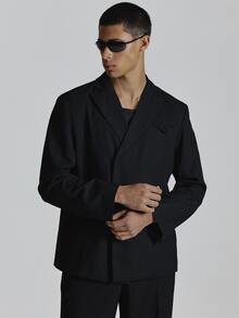 Musero High Neck Blazer Hidden Clasp Chest And Side Pockets Co Ord Blazer Only Autum Winter Essentials - Black - View 1