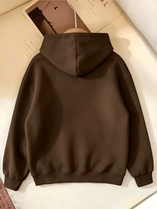 (1件) 女款與青少年女孩休閒野性時尚棕色豹紋連帽衛衣，秋冬穿搭 - 彩色 - 查看 2
